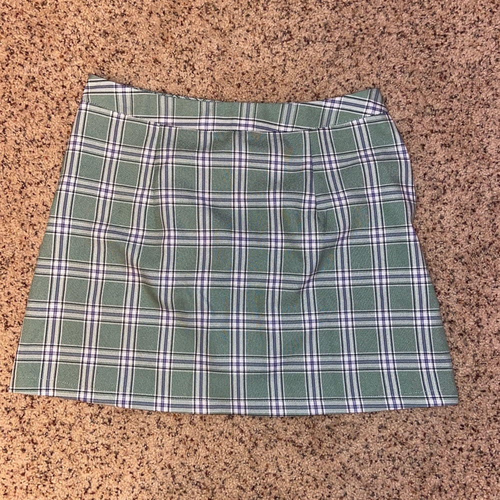 NWOT Princess Polly green plaid mini skirt